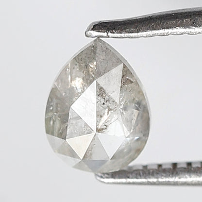 0.54 Ct Pear Shape Salt and Pepper Diamond 6 MM Misty White Color Natural Loose Diamond