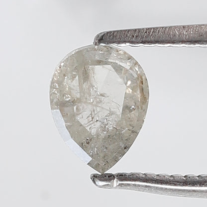 0.54 Ct Pear Shape Salt and Pepper Diamond 6 MM Misty White Color Natural Loose Diamond