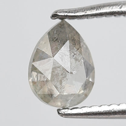 0.54 Ct Pear Shape Salt and Pepper Diamond 6 MM Misty White Color Natural Loose Diamond