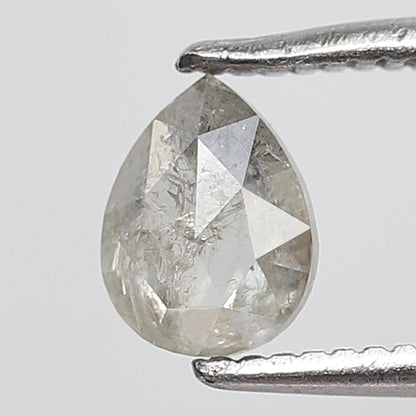 0.54 Ct Pear Shape Salt and Pepper Diamond 6 MM Misty White Color Natural Loose Diamond