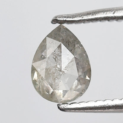 0.54 Ct Pear Shape Salt and Pepper Diamond 6 MM Misty White Color Natural Loose Diamond