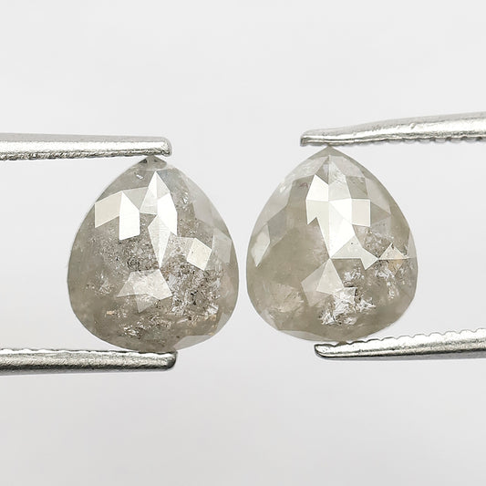2.64 CT Pear Shaped Natural Grey Black Pair Of Loose Salt and Pepper Diamond Ideal For Making Handmade Jewelry