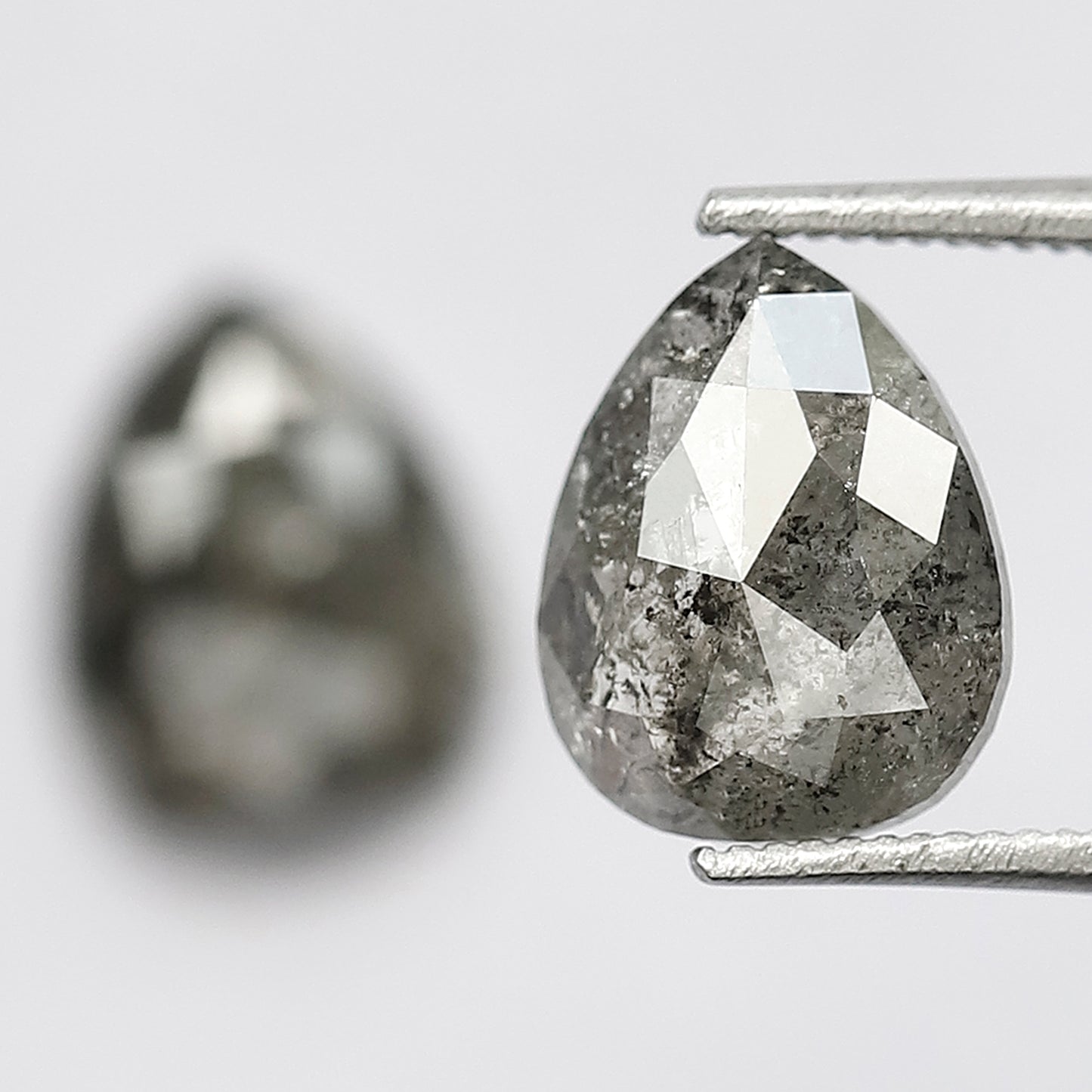 2.37 CT 8 mm salt and pepper pear shape natural diamond pair, fancy grey color loose diamond pair for earring jewelry