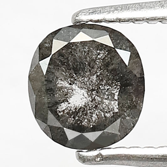 0.72 CT Oval shape Grey black color 5.70 MM Natural loose salt and pepper diamond