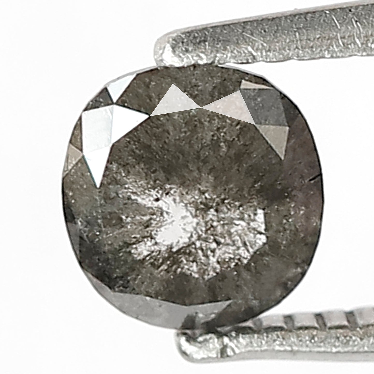 0.72 CT Oval shape Grey black color 5.70 MM Natural loose salt and pepper diamond