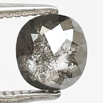 0.72 CT Oval shape Grey black color 5.70 MM Natural loose salt and pepper diamond