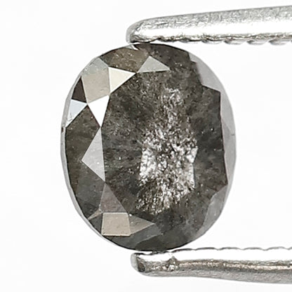 0.72 CT Oval shape Grey black color 5.70 MM Natural loose salt and pepper diamond