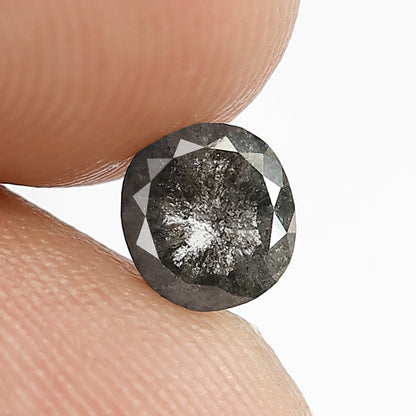 0.72 CT Oval shape Grey black color 5.70 MM Natural loose salt and pepper diamond