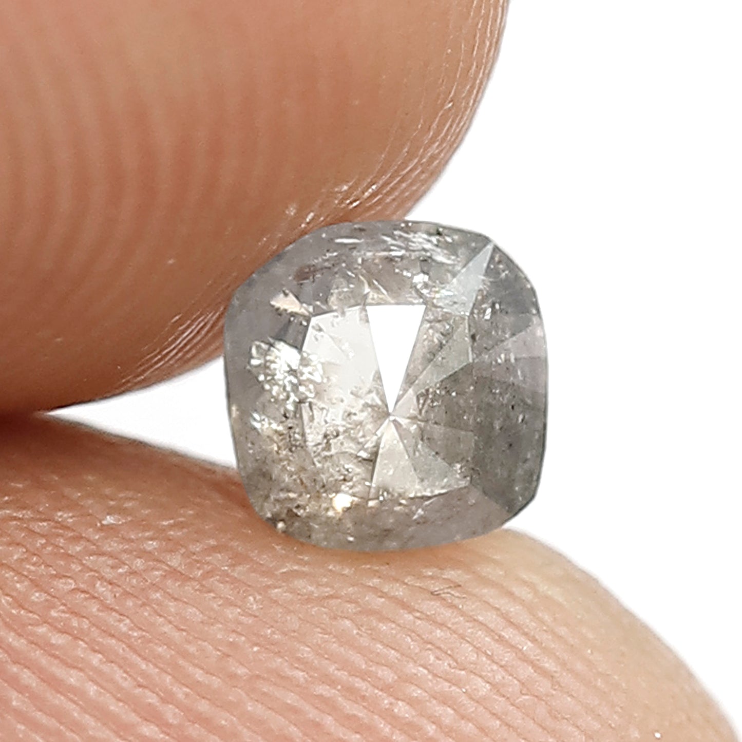 0.54 CT Cushion shape Natural loose Grey Black color 5 MM Salt and pepper Diamond