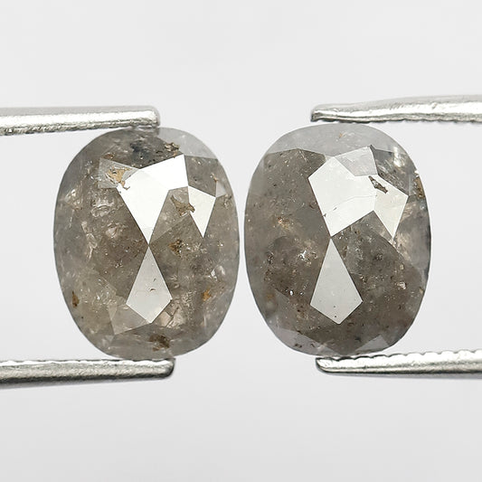 3.48 CT Pair Of Beautiful Grayish Black Oval Shape Perfect Loose Ethically Sourced Salt and Pepper Diamond