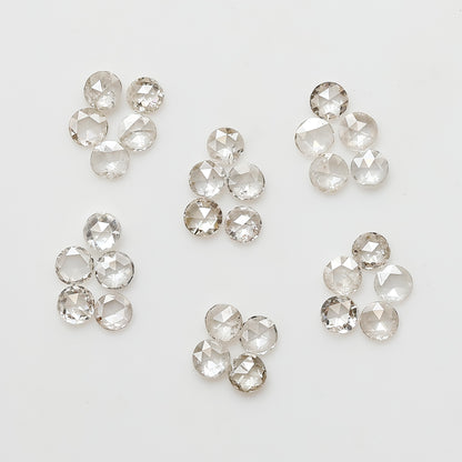 0.66 Ct Round Rose Cut Diamond Lot, Top Light Color VS-SI Natural Loose Diamonds 1.90 mm for Jewelry