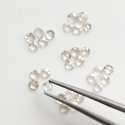 0.66 Ct Round Rose Cut Diamond Lot, Top Light Color VS-SI Natural Loose Diamonds 1.90 mm for Jewelry
