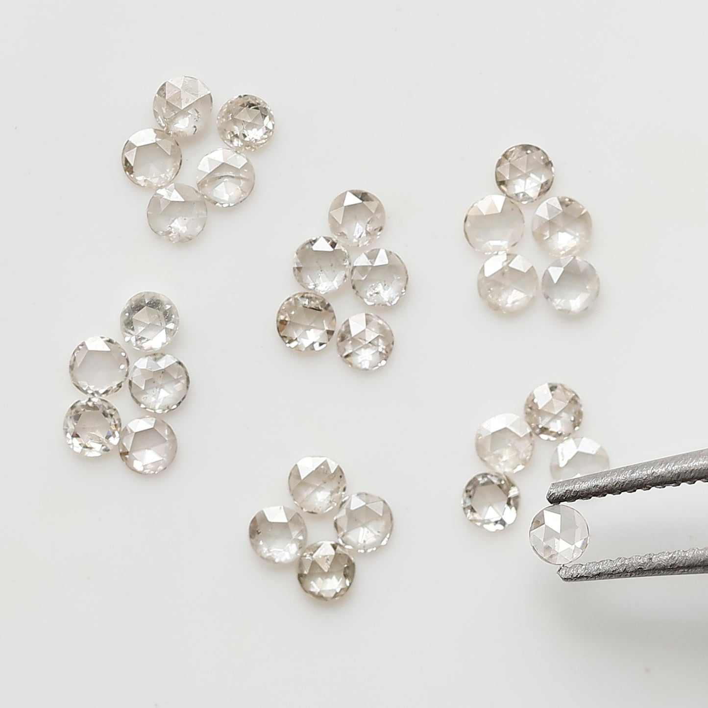0.66 Ct Round Rose Cut Diamond Lot, Top Light Color VS-SI Natural Loose Diamonds 1.90 mm for Jewelry