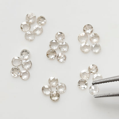 0.66 Ct Round Rose Cut Diamond Lot, Top Light Color VS-SI Natural Loose Diamonds 1.90 mm for Jewelry