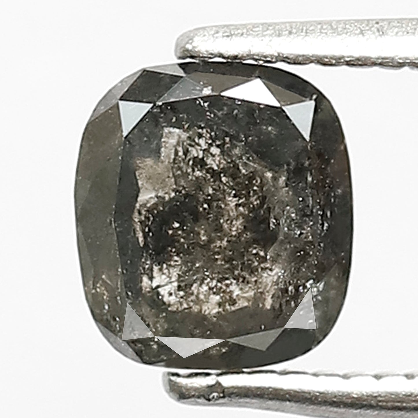 0.86 CT Cushion Shape Salt and Pepper Diamond, Natural Gray Black Diamond, Ethical Conflict Free Loose Stone