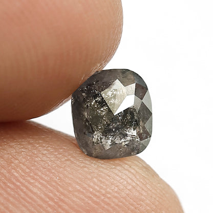 0.86 CT Cushion Shape Salt and Pepper Diamond, Natural Gray Black Diamond, Ethical Conflict Free Loose Stone