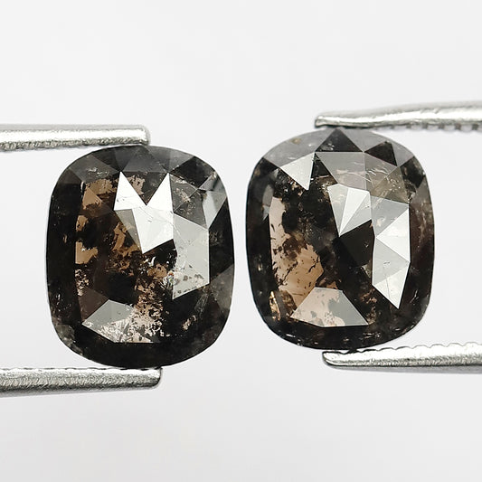 2.83 CT Twin Pair Of Natural Blackish Grey 8.5 MM Salt and Pepper Diamond Made For Vintage Stud Earrings