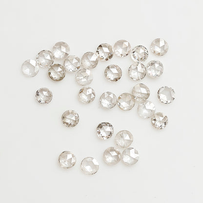 0.66 Ct Round Rose Cut Diamond Lot, Top Light Color VS-SI Natural Loose Diamonds 1.90 mm for Jewelry