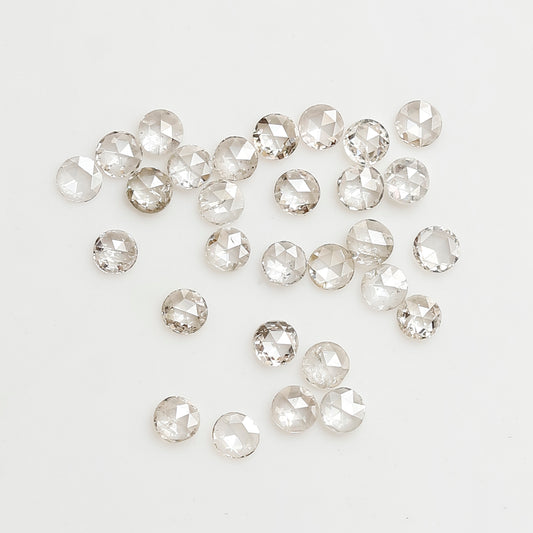 0.66 Ct Round Rose Cut Diamond Lot, Top Light Color VS-SI Natural Loose Diamonds 1.90 mm for Jewelry