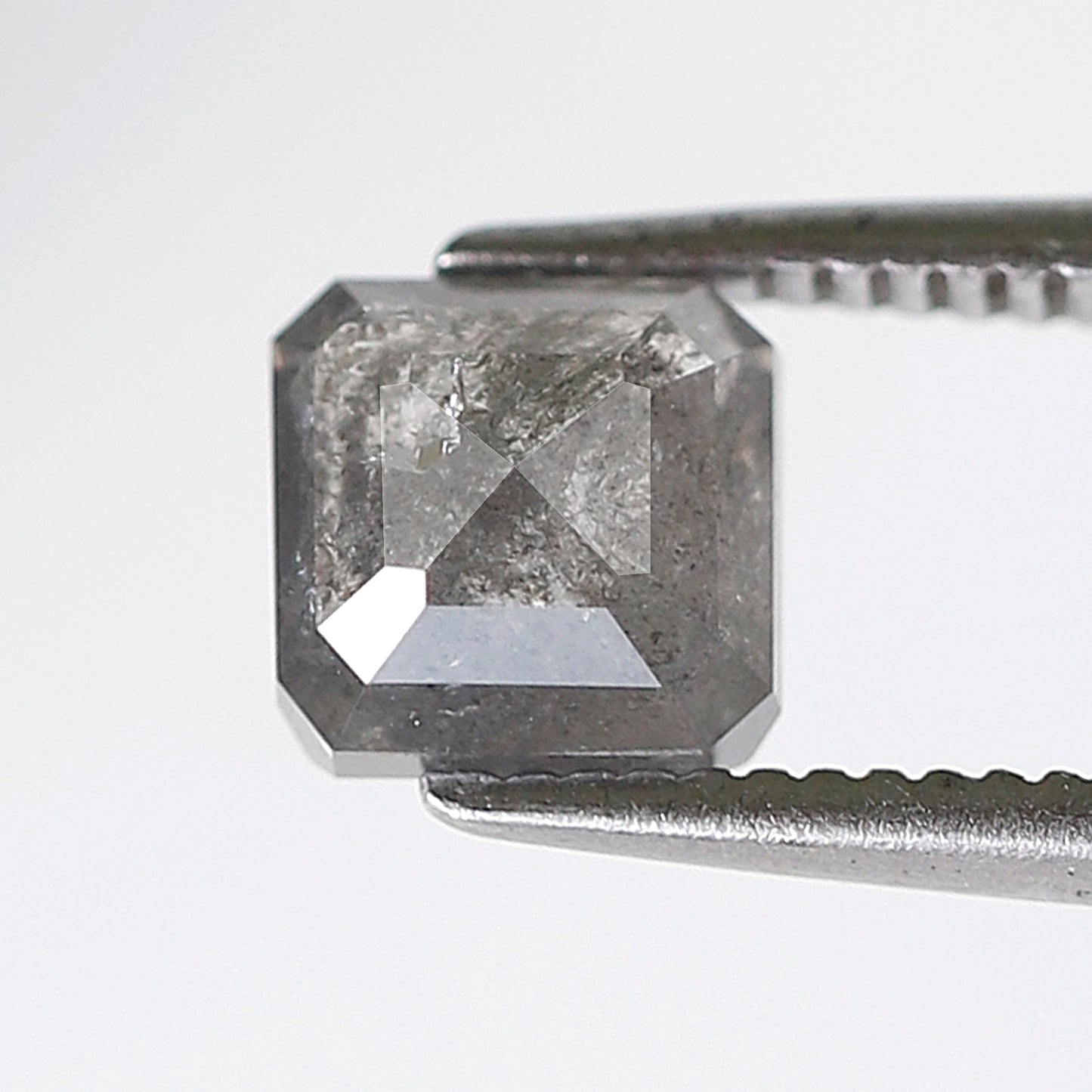 Geometric cut 1.23 Ct Salt and Pepper Diamond, Natural Gray Black Ethical Loose Stone for Custom Ring