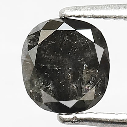 0.95 CT Natural Cushion Cut Salt and Pepper Diamond, Gray Black Loose Diamond, Ethical Stone for Custom Jewelry