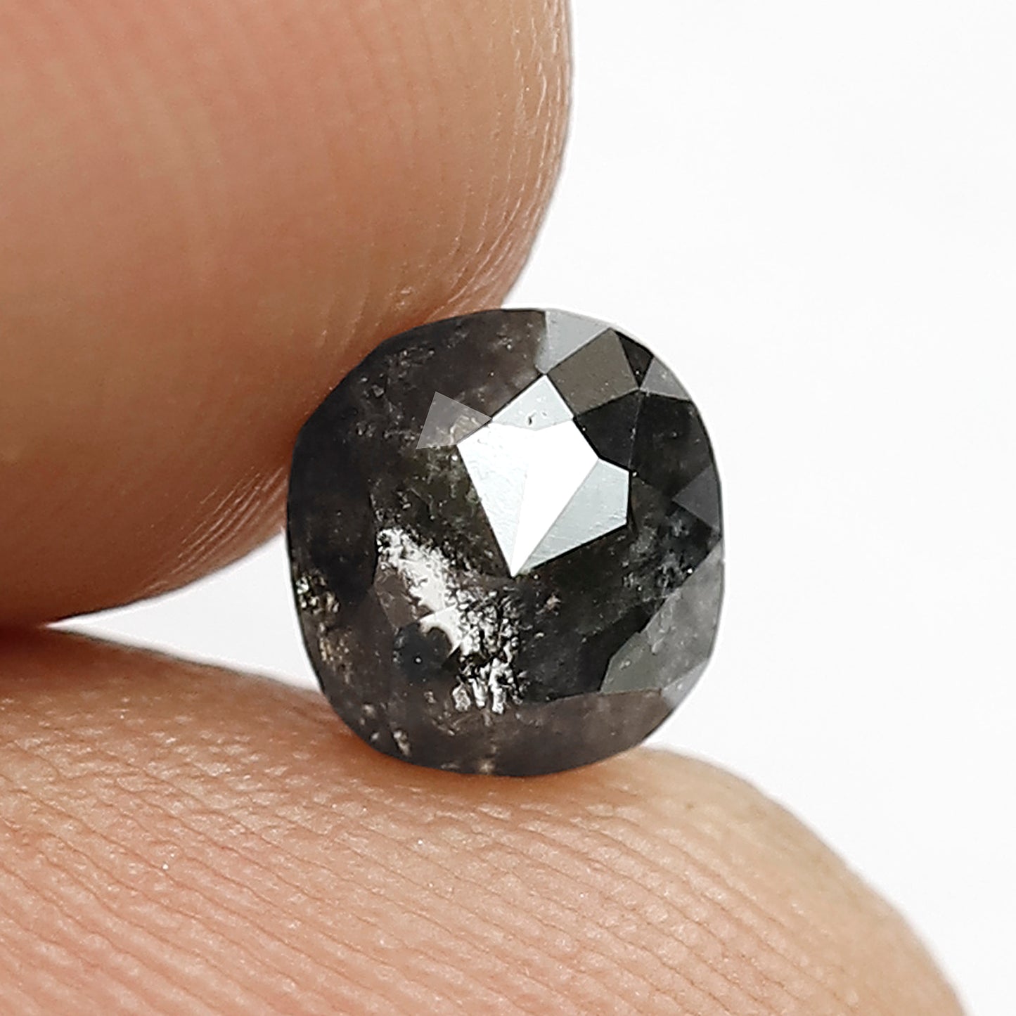 0.95 CT Natural Cushion Cut Salt and Pepper Diamond, Gray Black Loose Diamond, Ethical Stone for Custom Jewelry