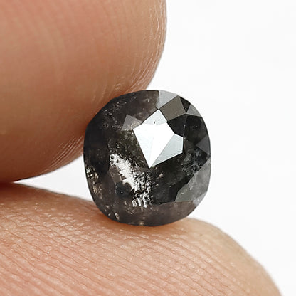 0.95 CT Natural Cushion Cut Salt and Pepper Diamond, Gray Black Loose Diamond, Ethical Stone for Custom Jewelry