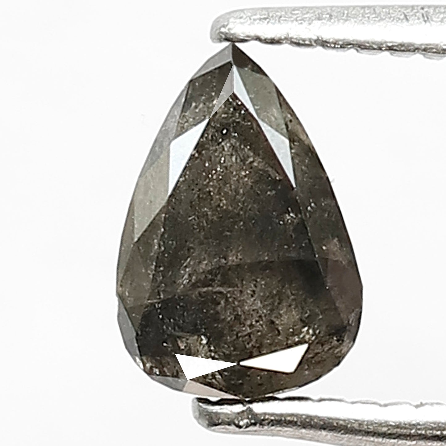 Natural 0.79 CT Pear Cut Salt and Pepper Diamond, 6.8 mm Gray Black Loose Conflict Free Diamond for Ring and Pendant