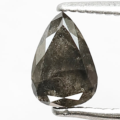 Natural 0.79 CT Pear Cut Salt and Pepper Diamond, 6.8 mm Gray Black Loose Conflict Free Diamond for Ring and Pendant