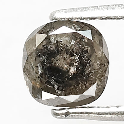 1 CT Cushion Cut Salt and Pepper Diamond, Natural Gray Black Loose Diamond, 5.50 x 5.50 mm Ethical Diamond for Bridal Ring