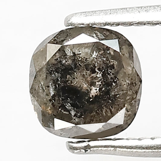 1 CT Cushion Cut Salt and Pepper Diamond, Natural Gray Black Loose Diamond, 5.50 x 5.50 mm Ethical Diamond for Bridal Ring