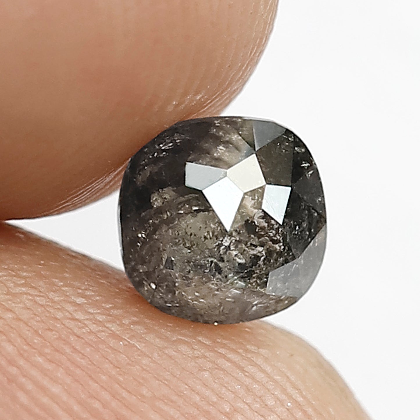 1 CT Cushion Cut Salt and Pepper Diamond, Natural Gray Black Loose Diamond, 5.50 x 5.50 mm Ethical Diamond for Bridal Ring