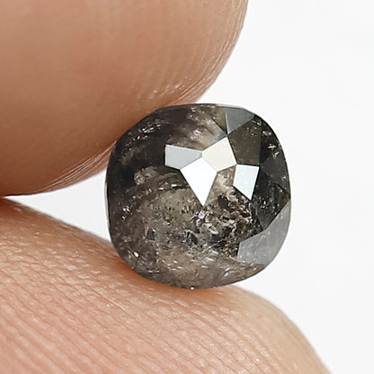 1 CT Cushion Cut Salt and Pepper Diamond, Natural Gray Black Loose Diamond, 5.50 x 5.50 mm Ethical Diamond for Bridal Ring