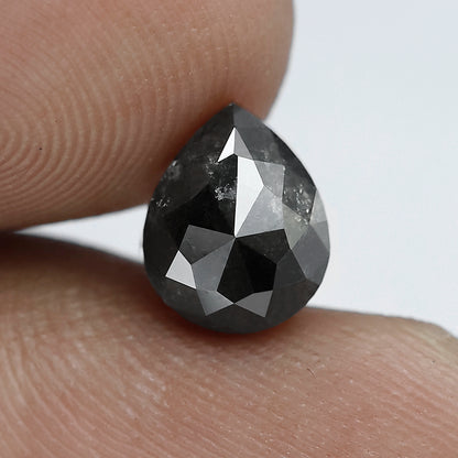 2.10 CT Natural Black color pear shape salt and pepper diamonds for wedding ring