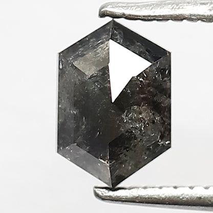 0.96 CT Hexagon cut Salt and Pepper Loose Diamond, 7.00 mm Natural Gray Black Loose Earth Mined Diamond