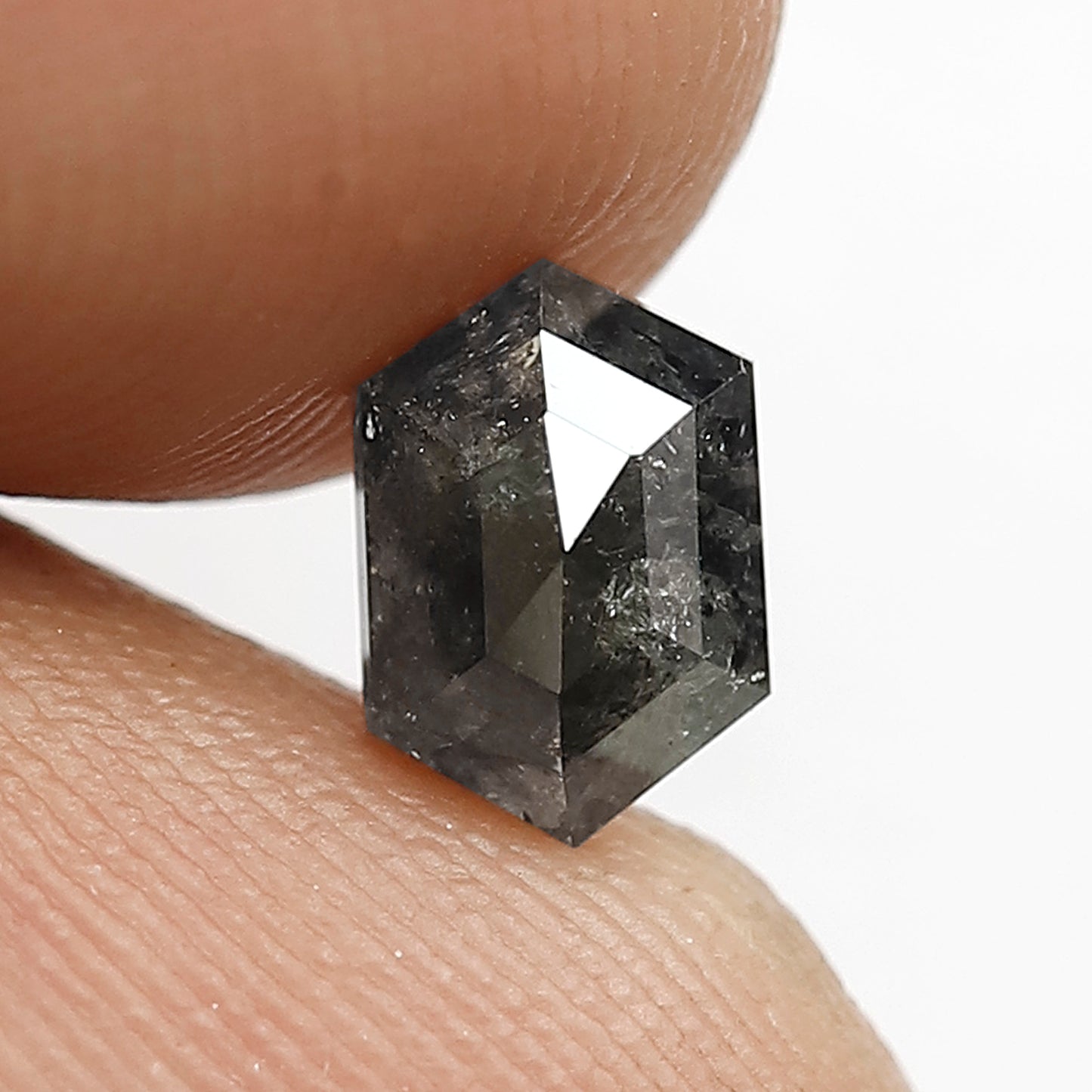 0.96 CT Hexagon cut Salt and Pepper Loose Diamond, 7.00 mm Natural Gray Black Loose Earth Mined Diamond