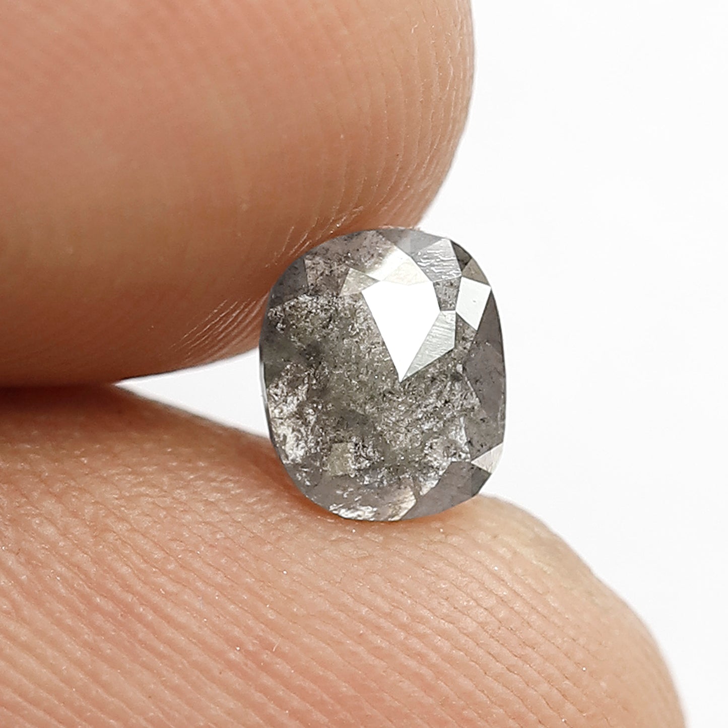 0.59 CT Oval Shape Gray Black Diamond, Natural Salt and Pepper Loose Diamond, Conflict Free Diamond for Engagement Ring