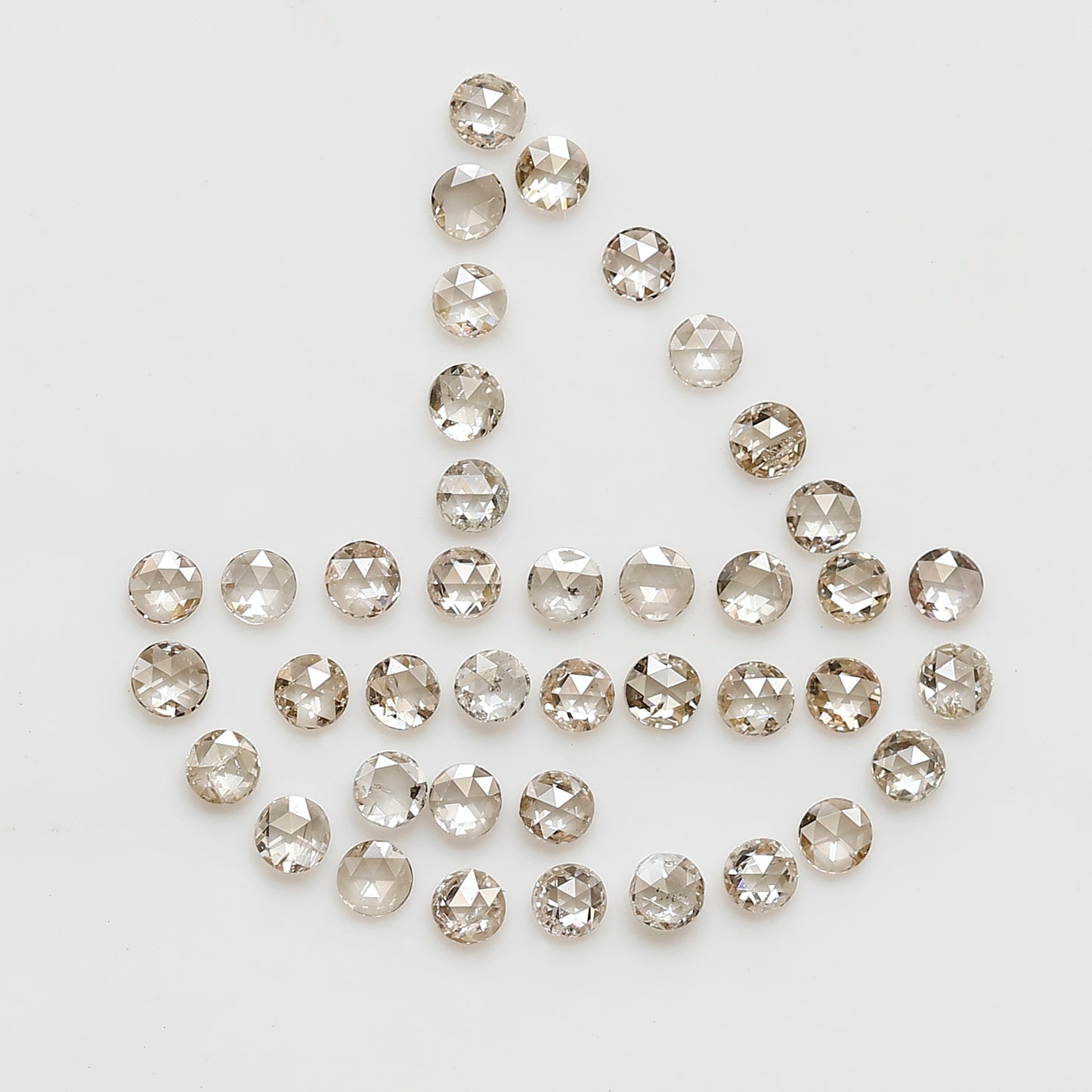 0.82 CT Round Rose cut Natural Diamond Lot, 40Pcs Champagne color Loose Diamonds For Making Ring and Jewelry