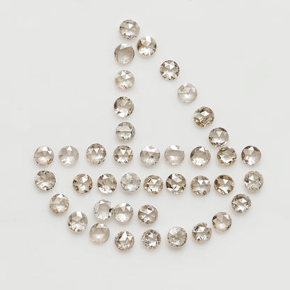 0.82 CT Round Rose cut Natural Diamond Lot, 40Pcs Champagne color Loose Diamonds For Making Ring and Jewelry