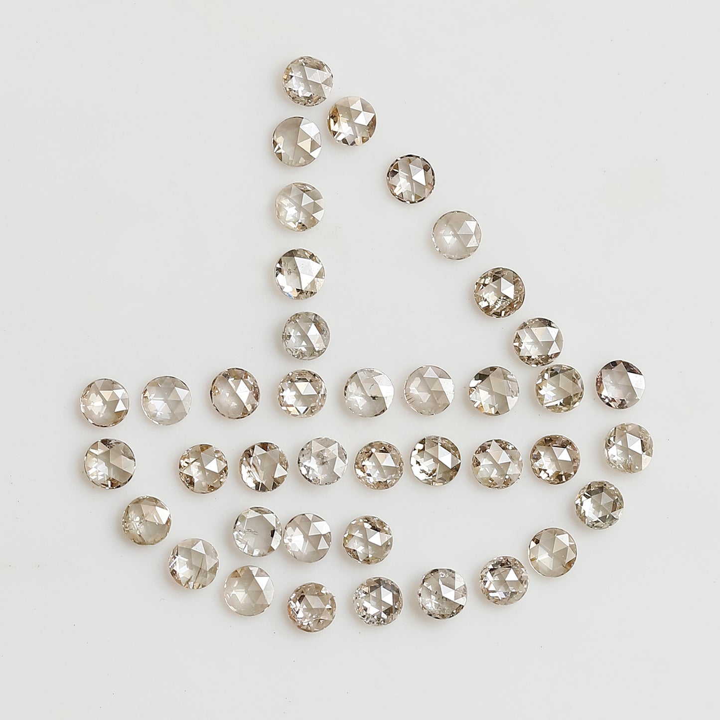 0.82 CT Round Rose cut Natural Diamond Lot, 40Pcs Champagne color Loose Diamonds For Making Ring and Jewelry