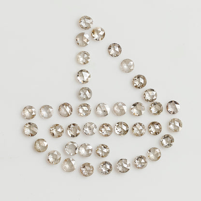 0.82 CT Round Rose cut Natural Diamond Lot, 40Pcs Champagne color Loose Diamonds For Making Ring and Jewelry