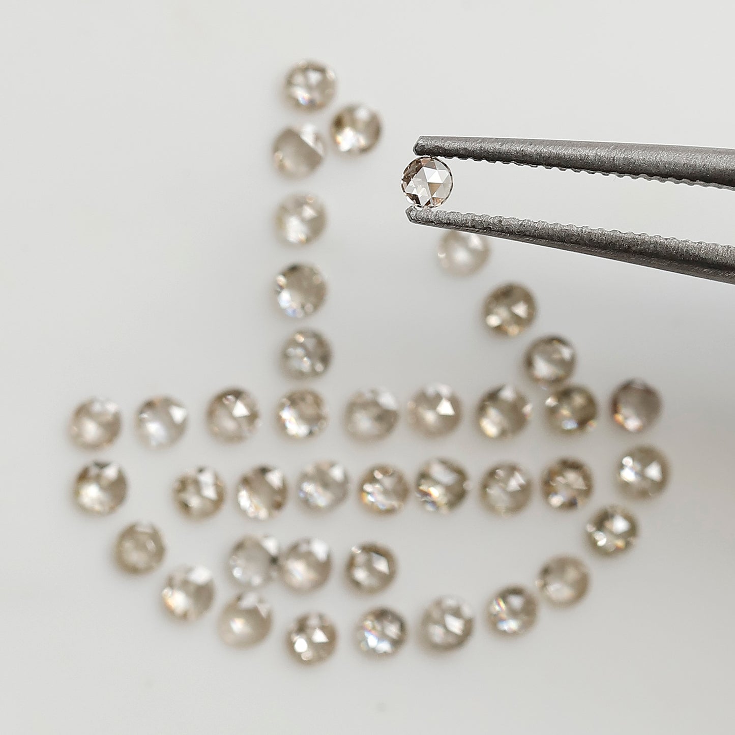 0.82 CT Round Rose cut Natural Diamond Lot, 40Pcs Champagne color Loose Diamonds For Making Ring and Jewelry