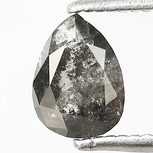 0.77 CT Pear Shape Salt and Pepper Diamond, Natural Gray Black Loose Diamond, Conflict Free Ethical Diamond for Birthday Gift