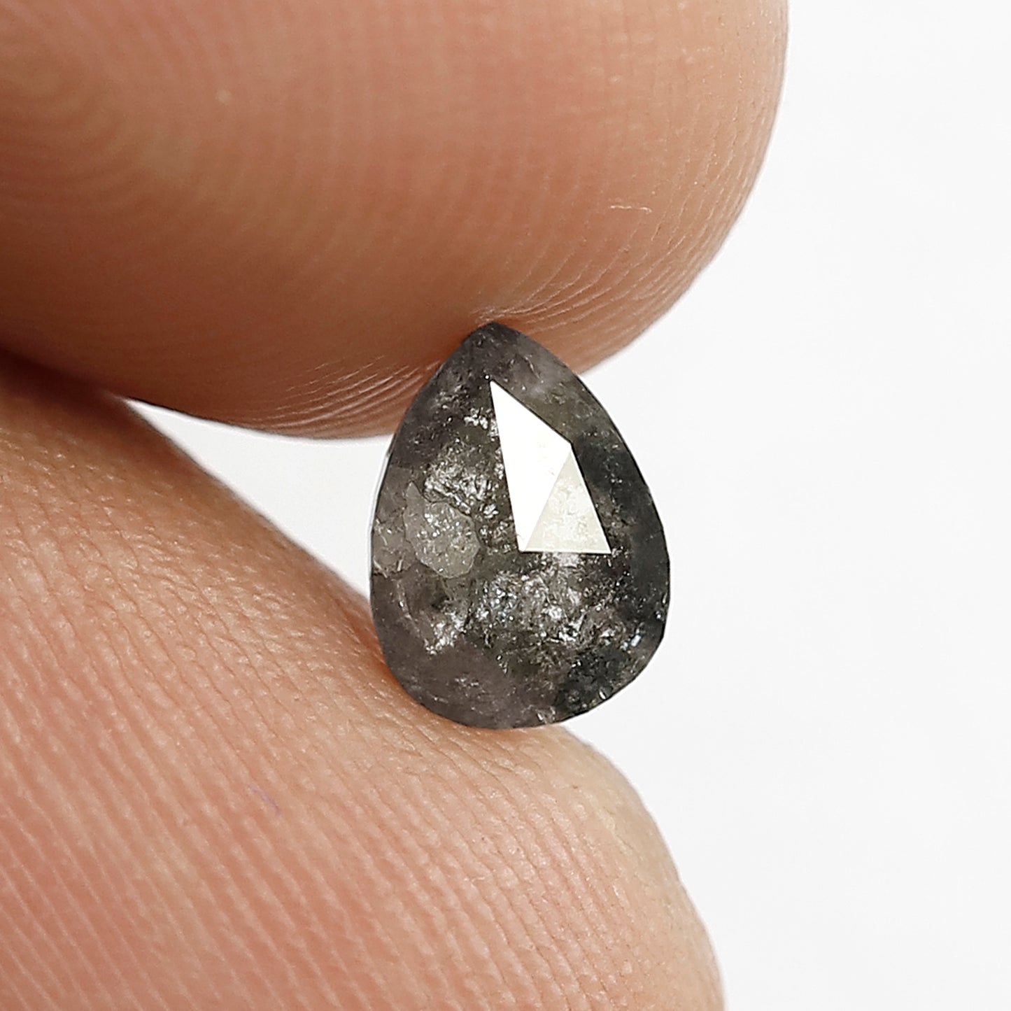 0.77 CT Pear Shape Salt and Pepper Diamond, Natural Gray Black Loose Diamond, Conflict Free Ethical Diamond for Birthday Gift