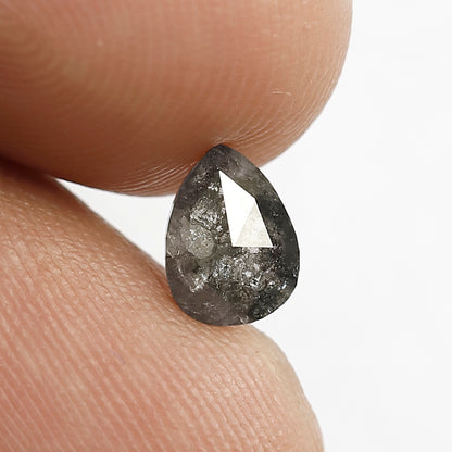 0.77 CT Pear Shape Salt and Pepper Diamond, Natural Gray Black Loose Diamond, Conflict Free Ethical Diamond for Birthday Gift