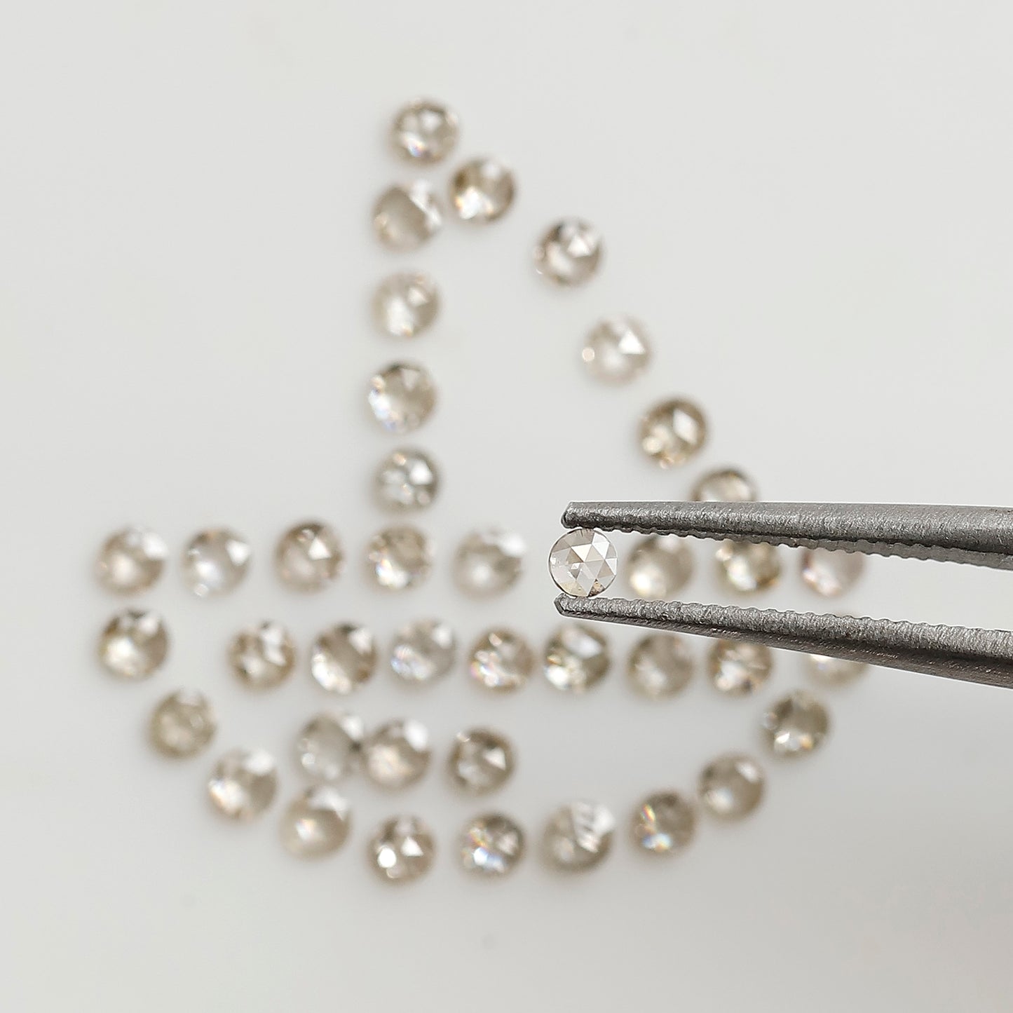 0.82 CT Round Rose cut Natural Diamond Lot, 40Pcs Champagne color Loose Diamonds For Making Ring and Jewelry