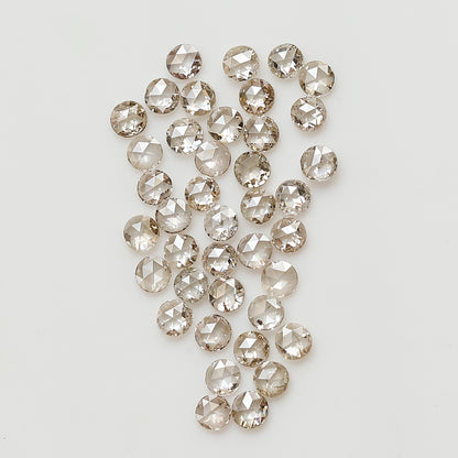 0.82 CT Round Rose cut Natural Diamond Lot, 40Pcs Champagne color Loose Diamonds For Making Ring and Jewelry