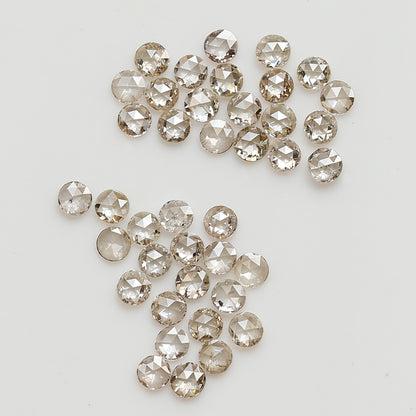 0.82 CT Round Rose cut Natural Diamond Lot, 40Pcs Champagne color Loose Diamonds For Making Ring and Jewelry