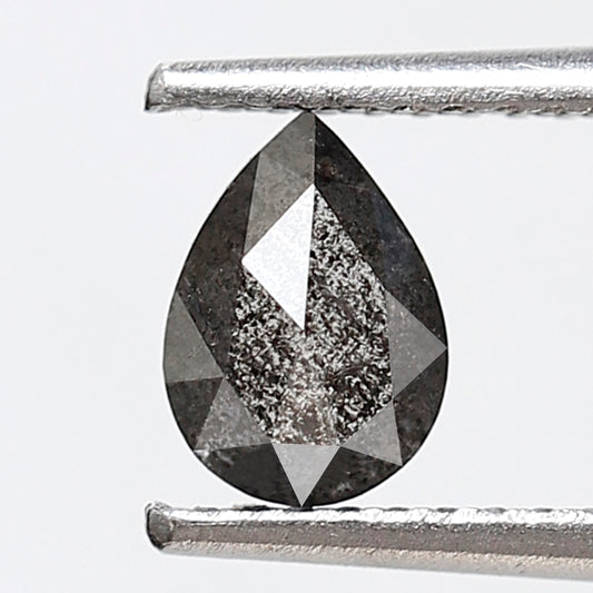 0.59 Ct 6.50 MM Pear Shape Salt and Pepper Diamond Grey Black Color Natural Loose Diamond