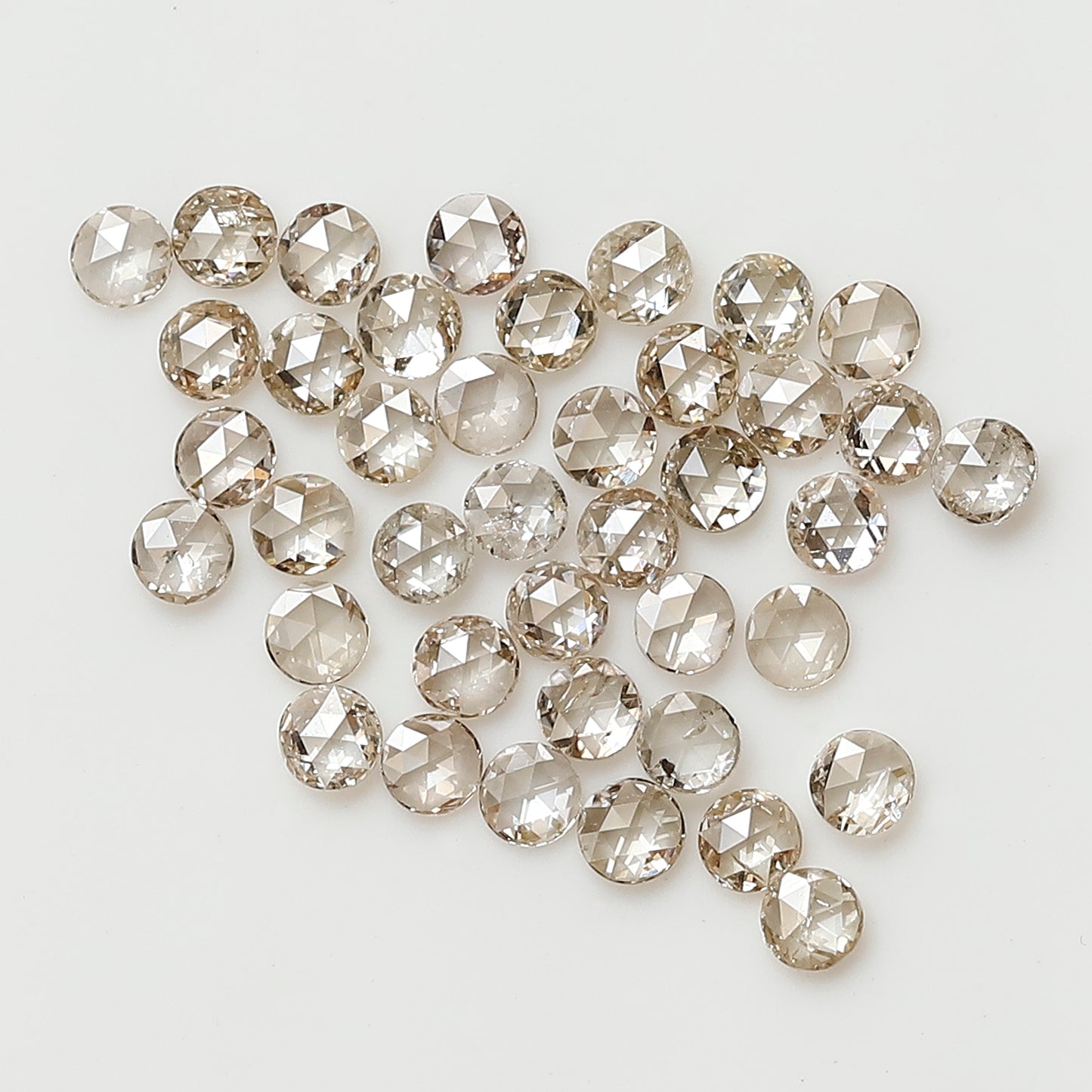 0.82 CT Round Rose cut Natural Diamond Lot, 40Pcs Champagne color Loose Diamonds For Making Ring and Jewelry
